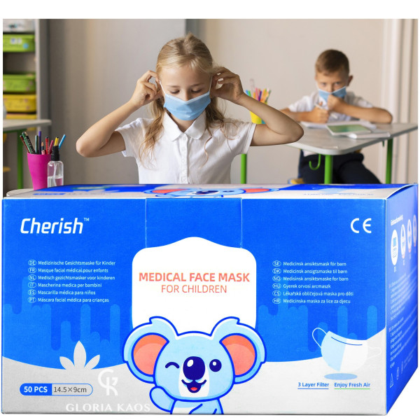 50 Pezzi Mascherine Bambini Protettive di Tipo 2 (Blu)