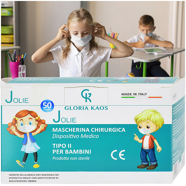 50 Mascherine Bambini di Type 2 (Bianco)